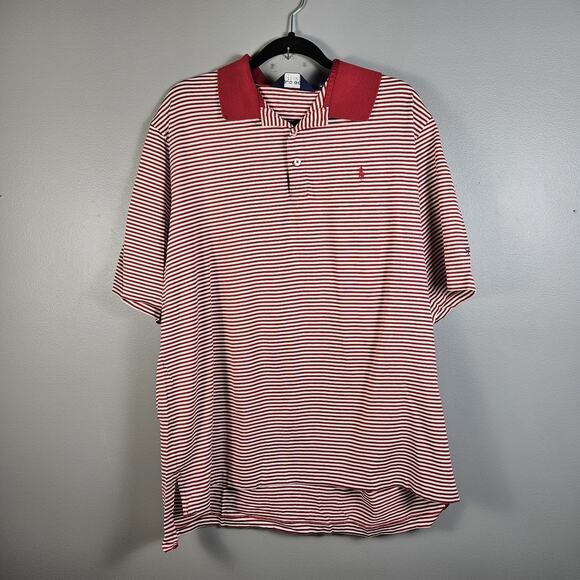 Polo Golf Ralph Lauren Red White Stripe Pima Cotton Shirt XL Spring Meadows - Picture 1 of 7